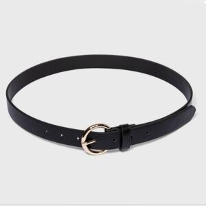 A New Day Black Leather Belt with Gold Buckle L